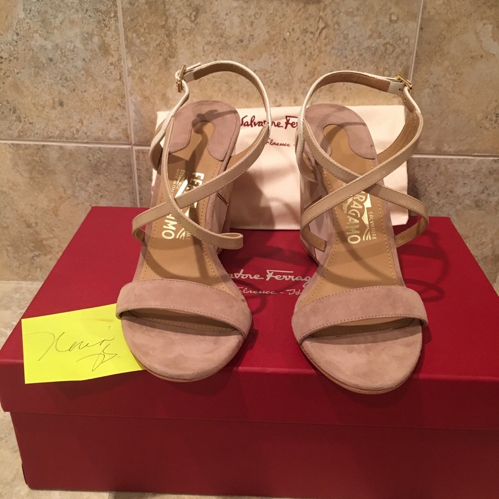 Brand new Salvatore Ferragamo Suede Wedge Sandals